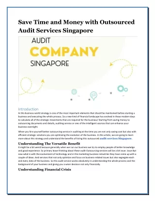 Save Time and Money with Outsourced Audit Services