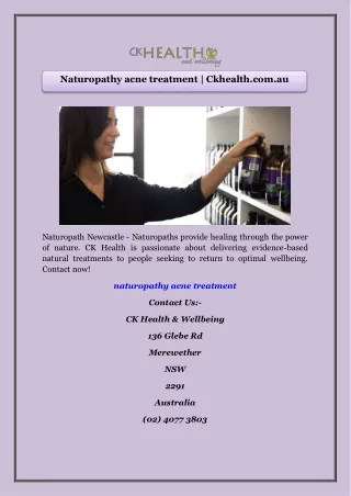 Naturopathy acne treatment | Ckhealth.com.au