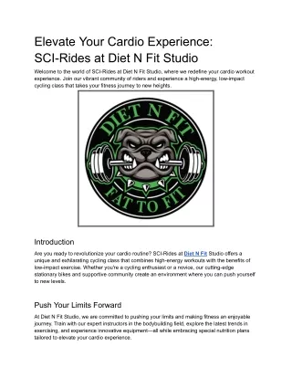 Elevate Your Cardio Experience_ SCI-Rides at Diet N Fit Studio