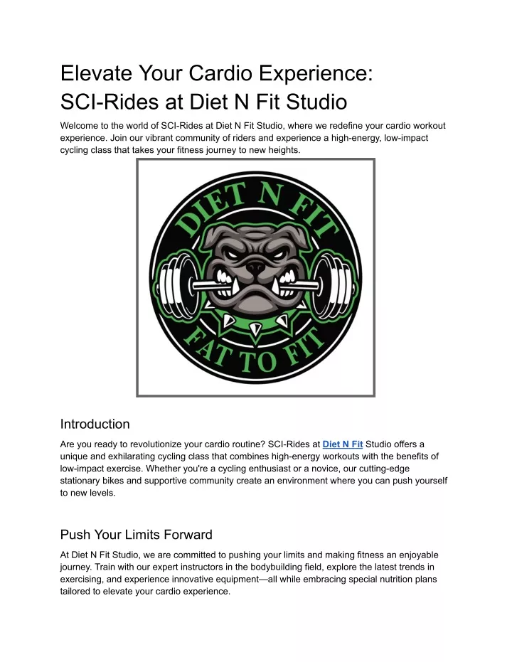 elevate your cardio experience sci rides at diet