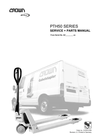 Crown PTH50 Series Hand Pallet Truck Service Repair Manual