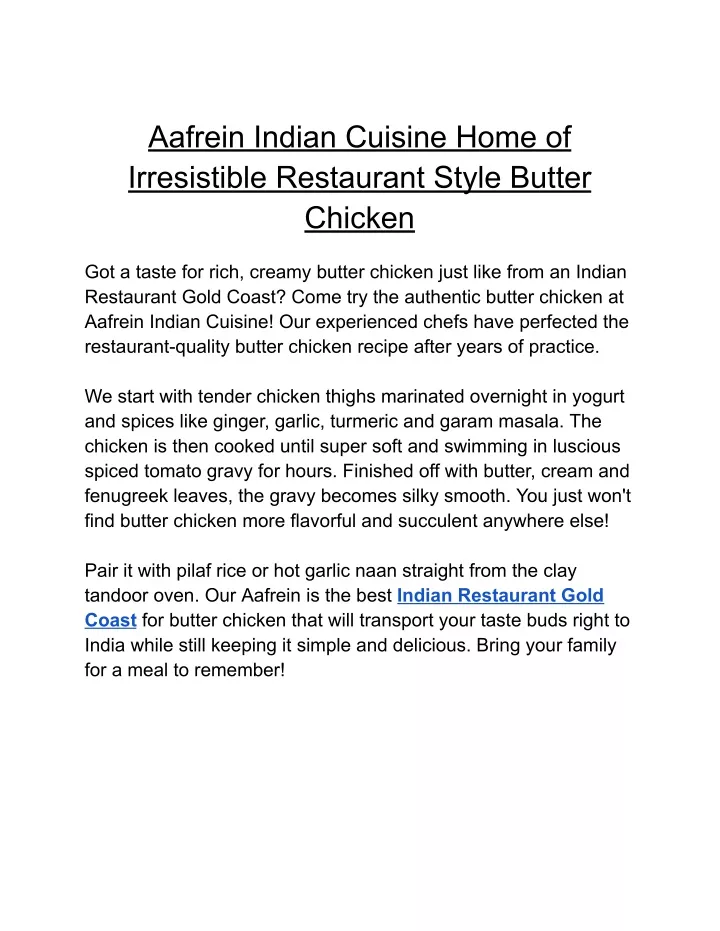 aafrein indian cuisine home of irresistible