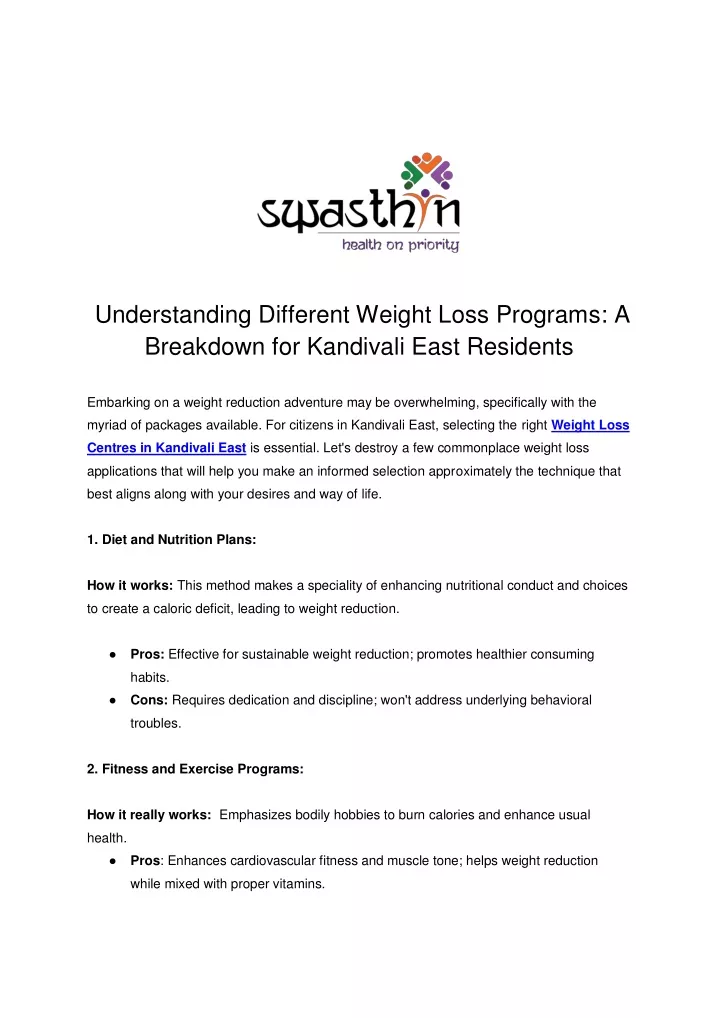 understanding different weight loss programs