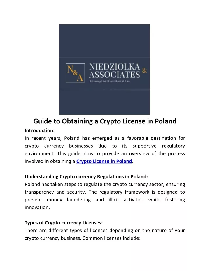 guide to obtaining a crypto license in poland