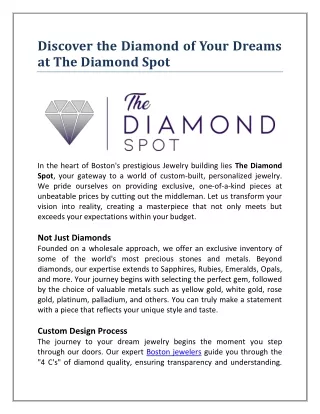 Discover the Diamond of Your Dreams at The Diamond Spot