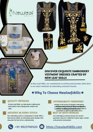 Discover Exquisite Embroidery Vestment Dresses Crafted by New Leaf Skills