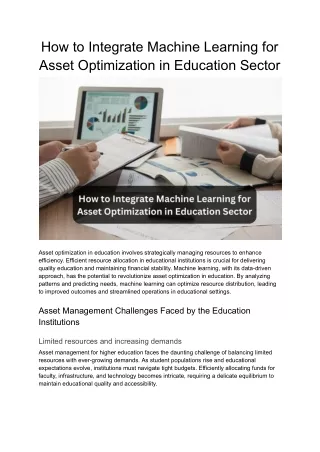 How to Integrate Machine Learning for Asset Optimization in Education Sector