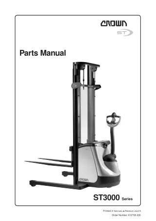 Crown ST3000 Series Forklift Parts Catalogue Manual