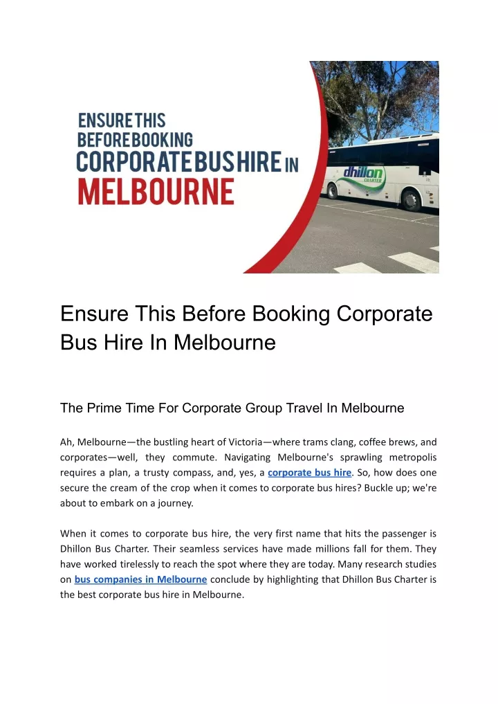 ensure this before booking corporate bus hire