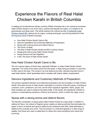 Experience the Flavors of Real Halal Chicken Karahi in British Columbia - Google Docs