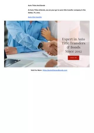 auto titles and bonds
