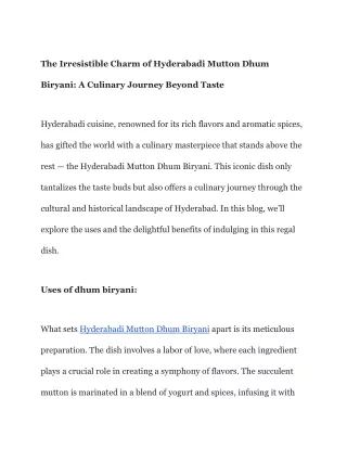 The Irresistible Charm of Hyderabadi Mutton Dhum Biryani_ A Culinary Journey Beyond Taste