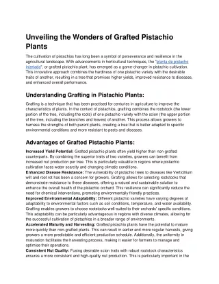 Unveiling the Wonders of Grafted Pistachio Plants