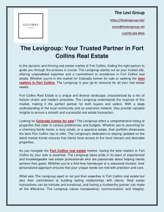 The Levigroup Your Trusted Partner in Fort Collins Real Estate