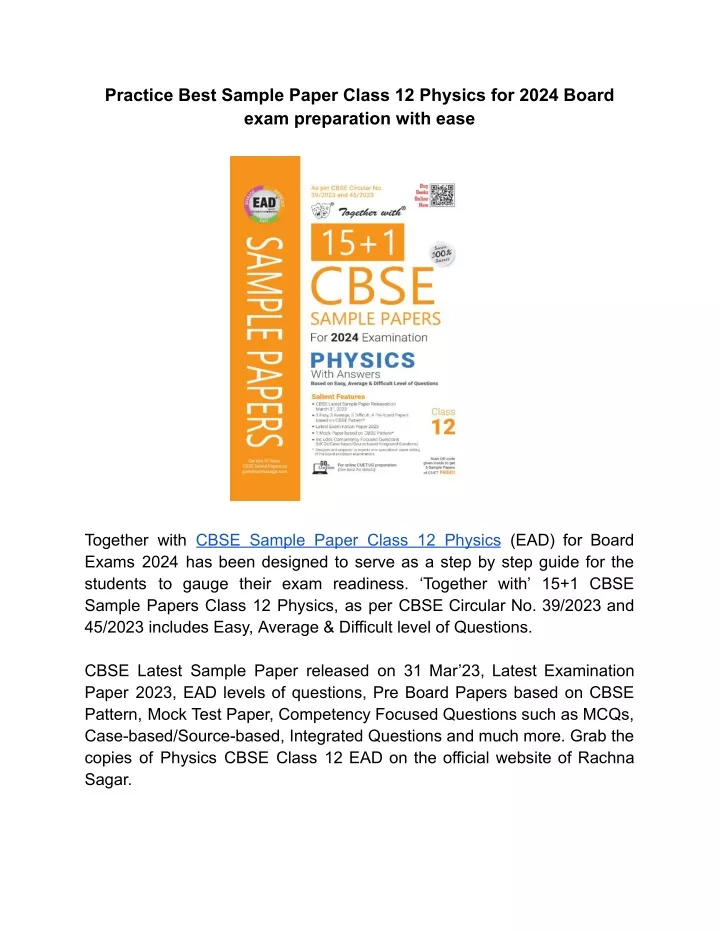 practice best sample paper class 12 physics