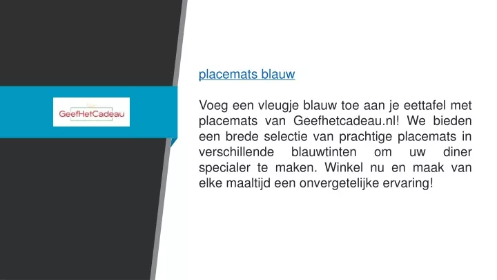 placemats blauw voeg een vleugje blauw