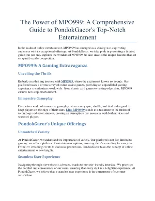 the power of mpo999 a comprehensive guide