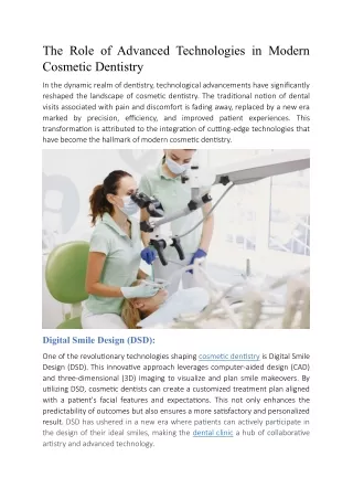 The Role of Advanced Technologies in Modern Cosmetic Dentistry