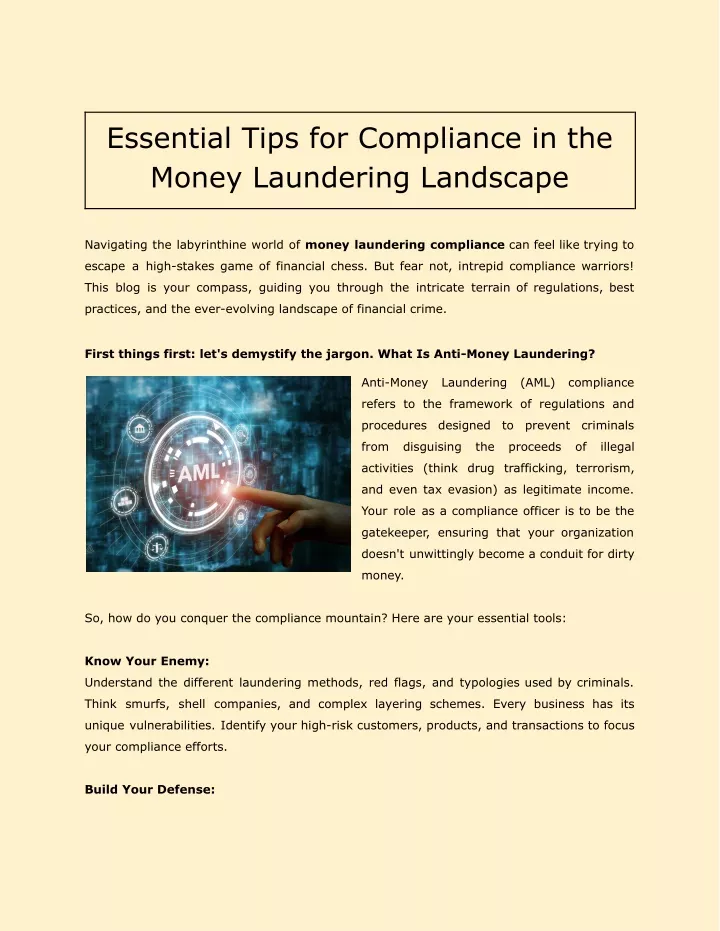 essential tips for compliance in the money