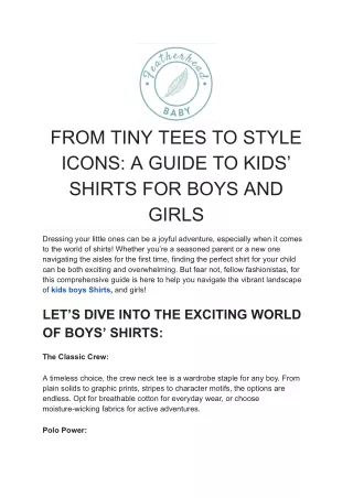 FROM TINY TEES TO STYLE ICONS_ A GUIDE TO KIDS’ SHIRTS FOR BOYS AND GIRLS