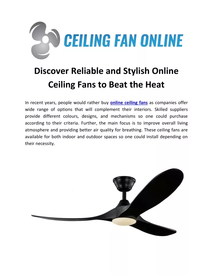 discover reliable and stylish online ceiling fans