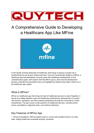 Guide to Developing Healthcare App Like MFine