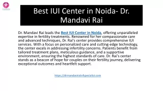 Best IUI Center in Noida- Dr.Mandavi Rai