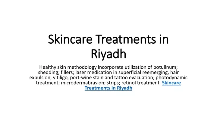 skincare treatments in riyadh