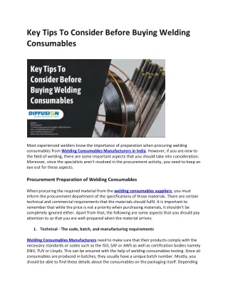 Key Tips To Consider Before Buying Welding Consumables