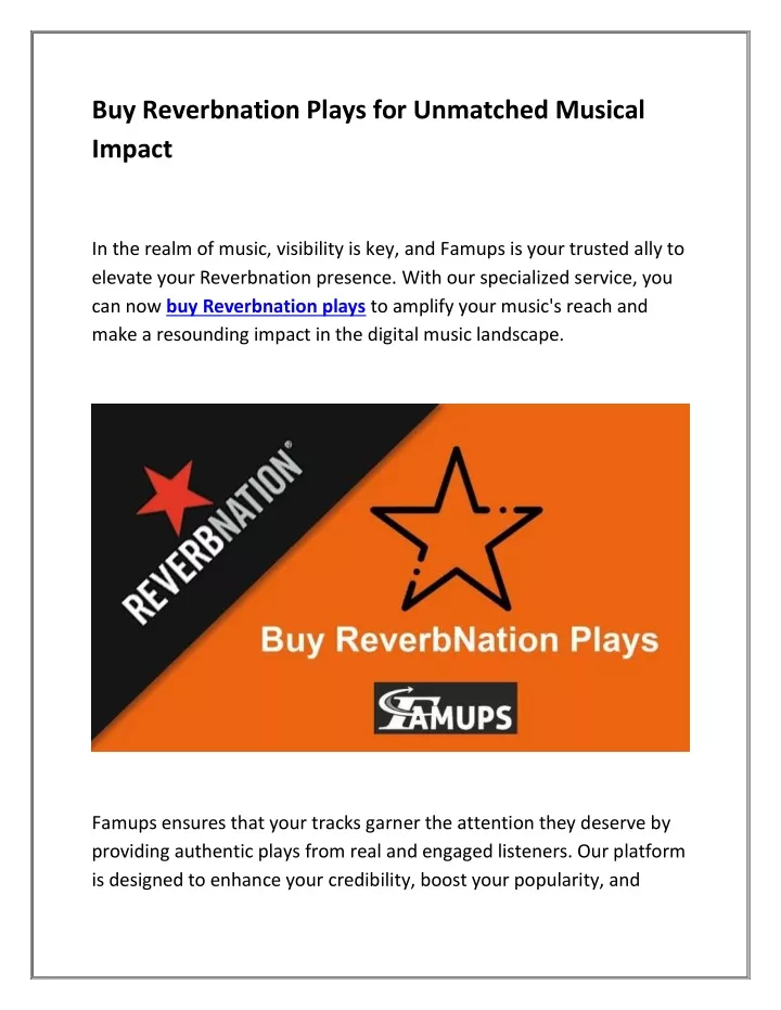 buy reverbnation plays for unmatched musical