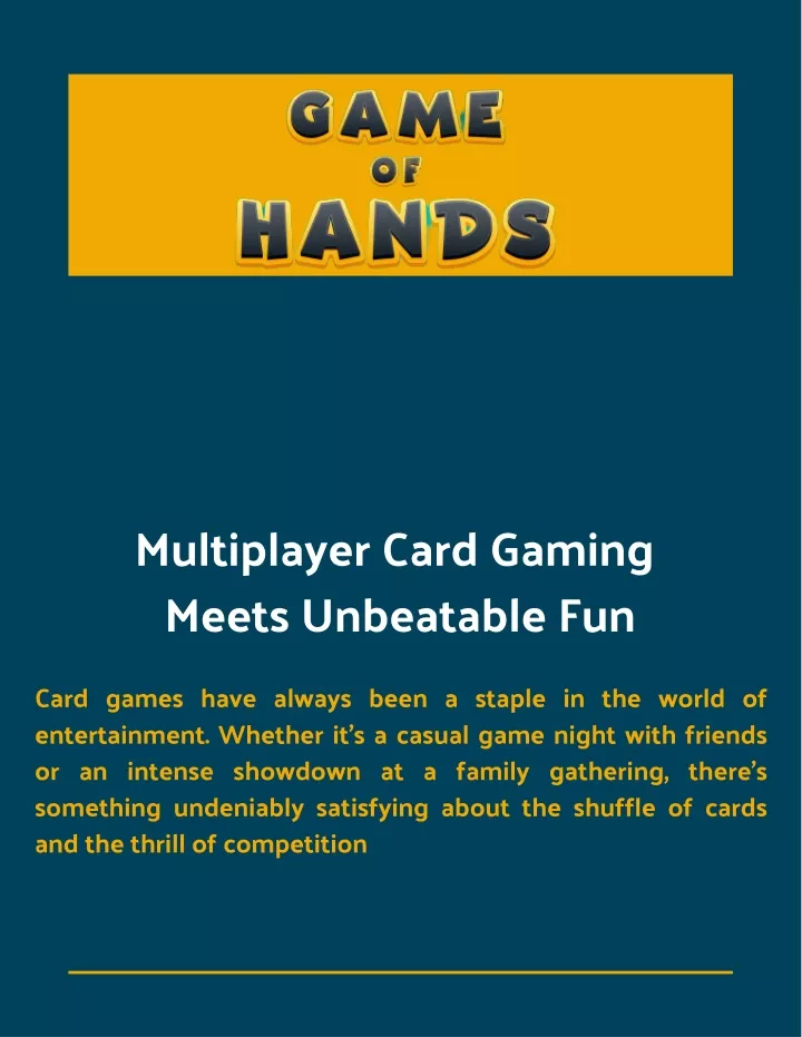 multiplayer card gaming meets unbeatable fun
