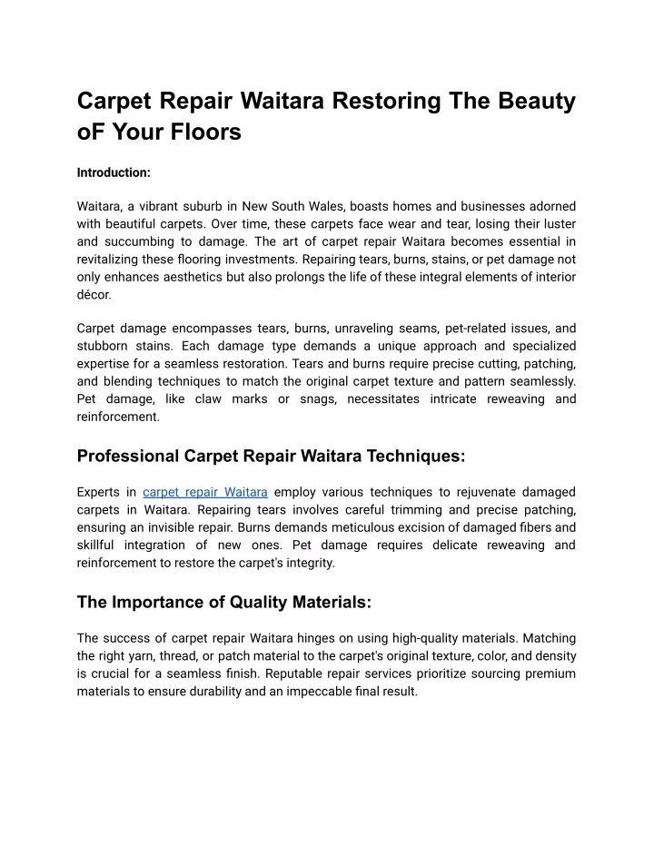 carpet repair waitara restoring the beauty