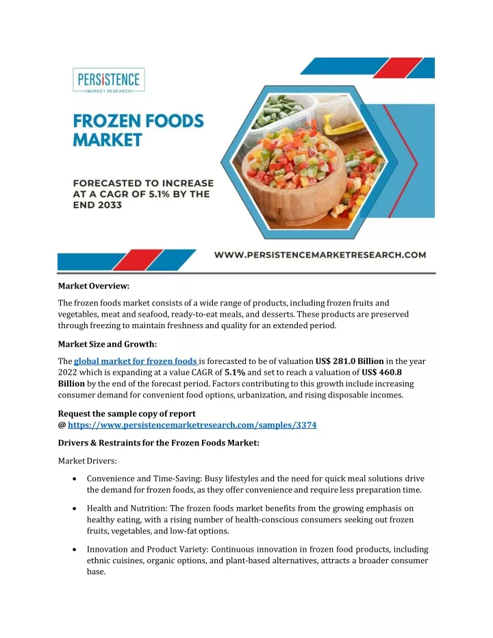 market overview the frozen foods market consists