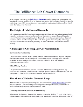 the brilliance lab grown diamonds
