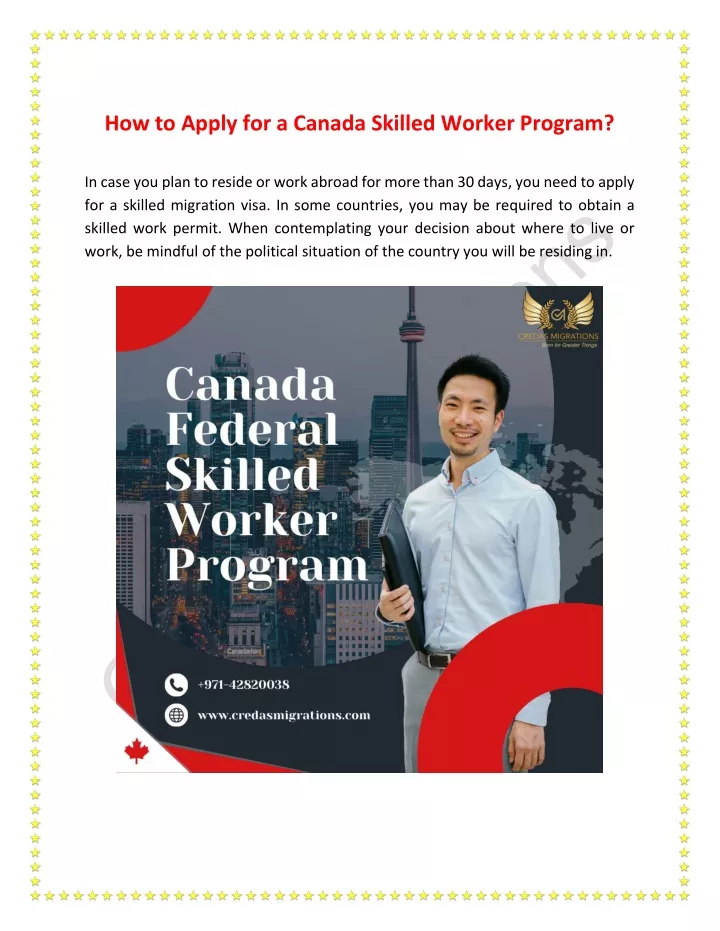 how to apply for a canada skilled worker program