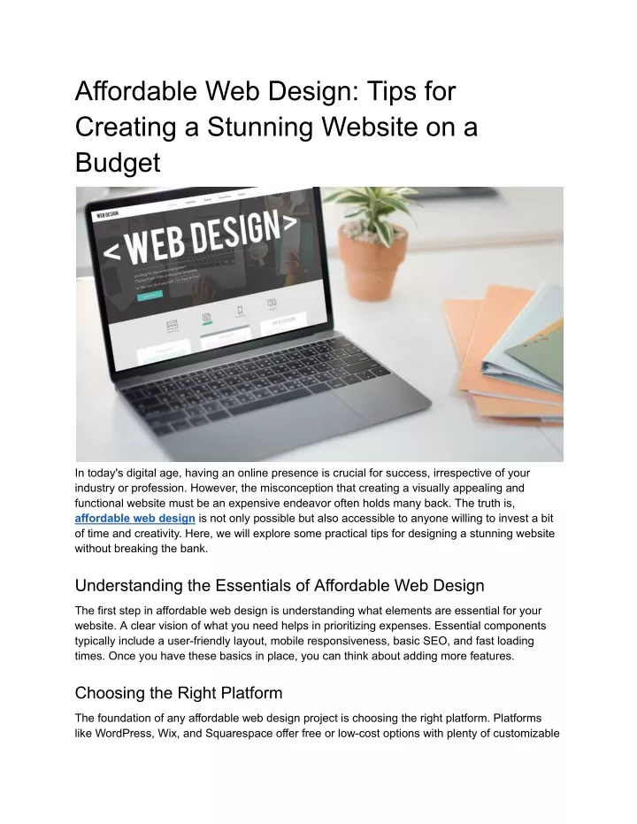 affordable web design tips for creating
