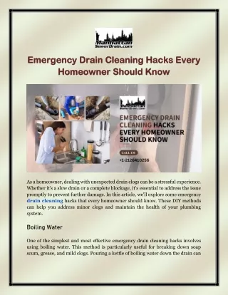 Emergency Drain Cleaning Hacks Every Homeowner Should Know