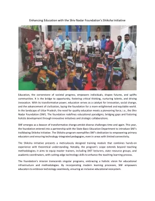 Enhancing Education with the Shiv Nadar Foundation's Shiksha Initiative