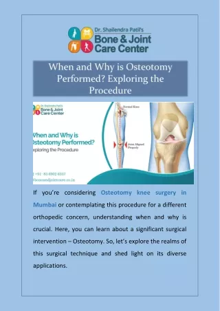 When and Why is Osteotomy Performed Exploring the Procedure