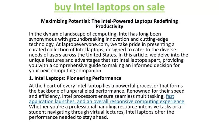 buy intel laptops on sale