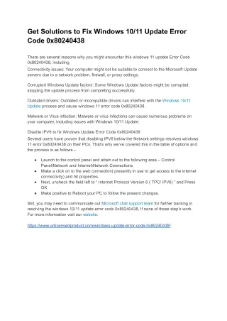 get solutions to fix windows 10 11 update error
