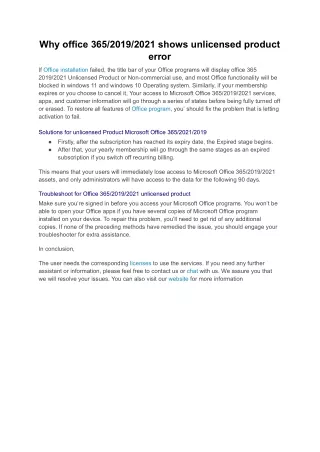 why office 365 2019 2021 shows unlicensed product