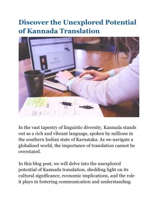 The Unseen Opportunities in Kannada Translation
