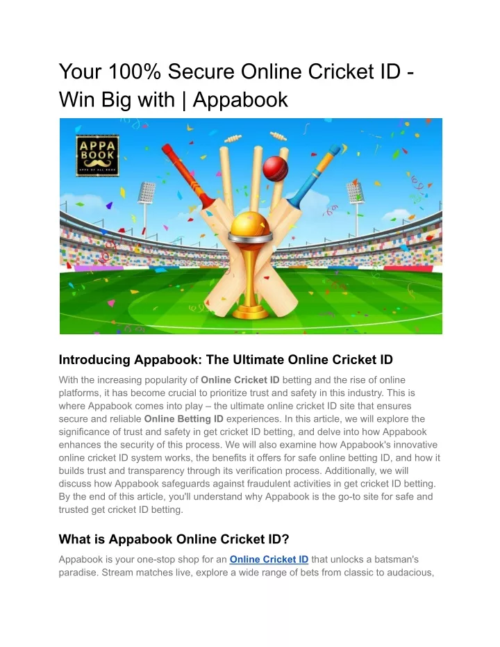 your 100 secure online cricket id win big with