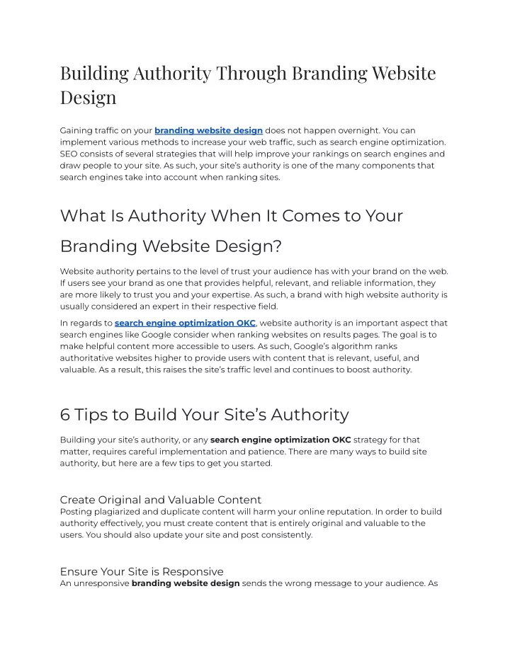 building authority through branding website design