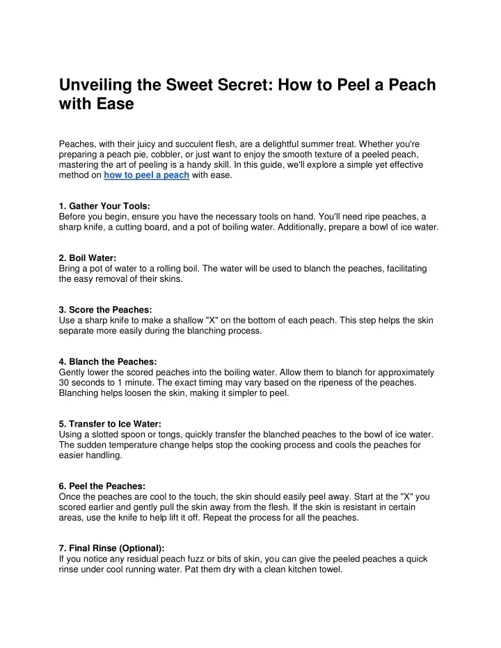 unveiling the sweet secret how to peel a peach