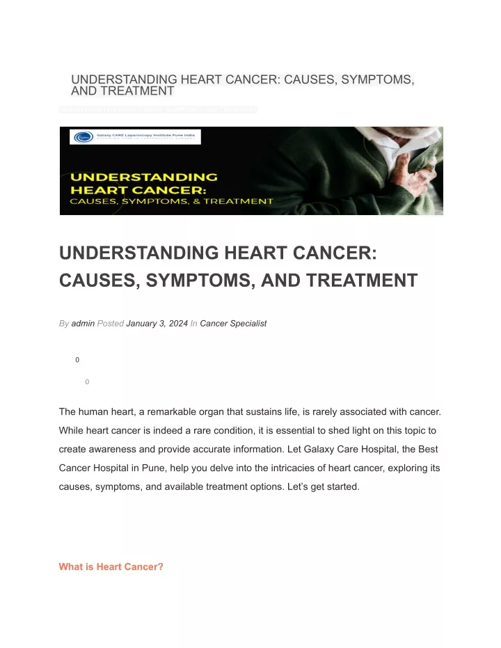 understanding heart cancer causes symptoms