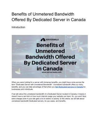 benefits of unmetered bandwidth offered