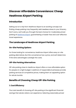 Cheap Heathrow Airport Parking