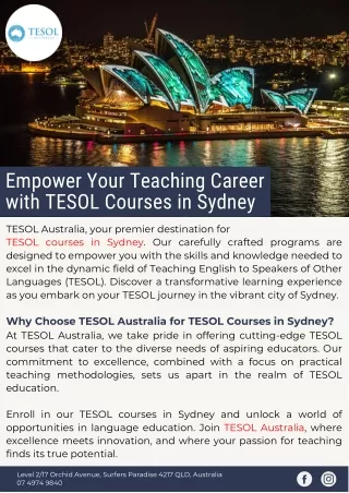 Empower Your Teaching Career with TESOL Courses in Sydney